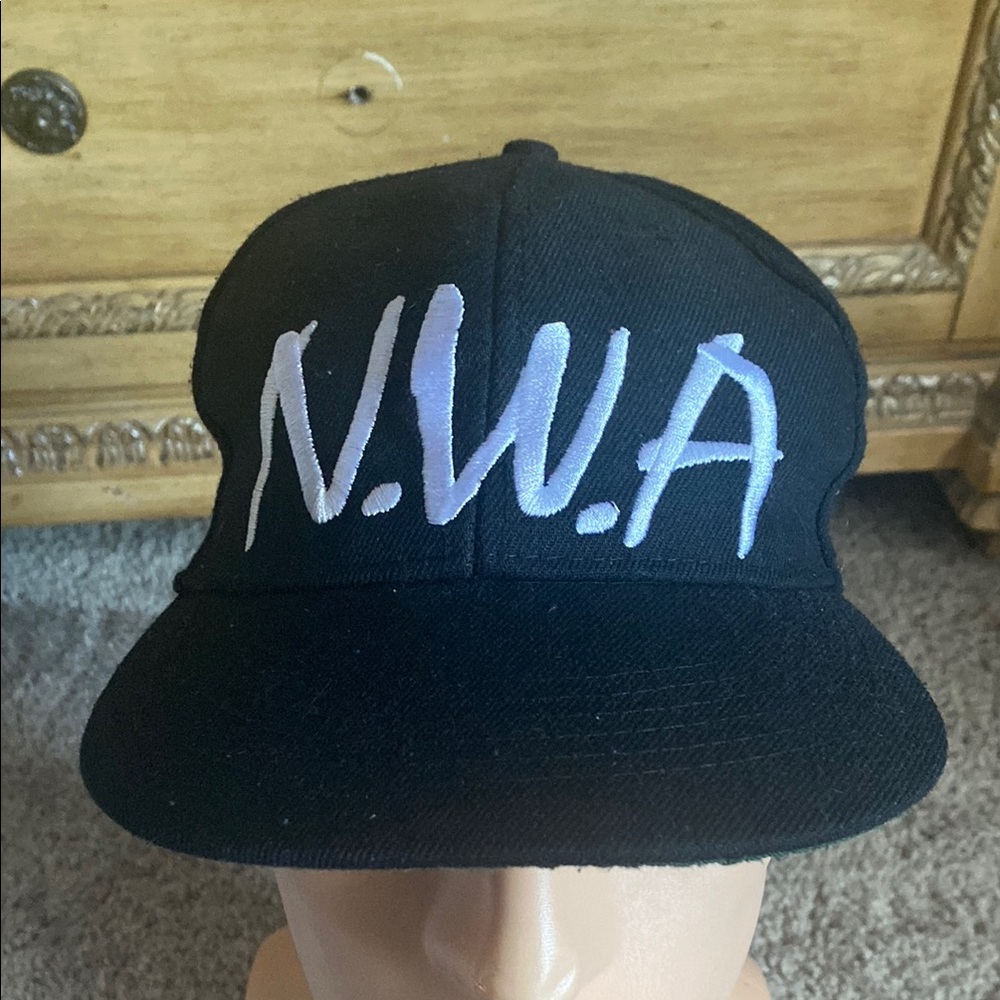N.W.A. Black and White Snapback Hat with Bold Embroidery